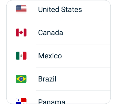 Anycast connect step 2, choose VPN server location